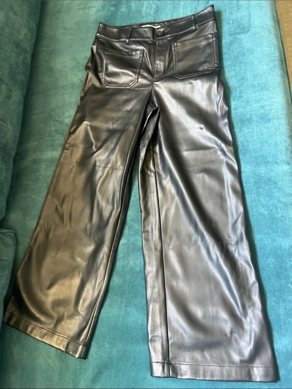 LOFT Black Wide-Leg Faux Leather Pants